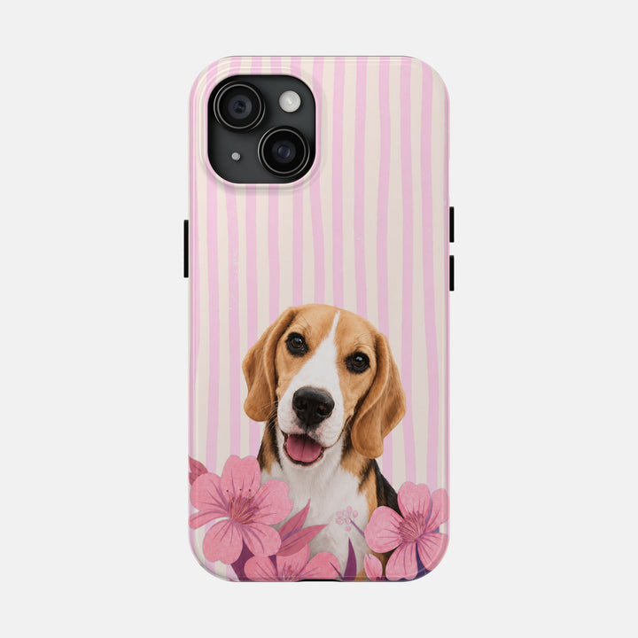 Custom Striped Pet Portrait Phone Case