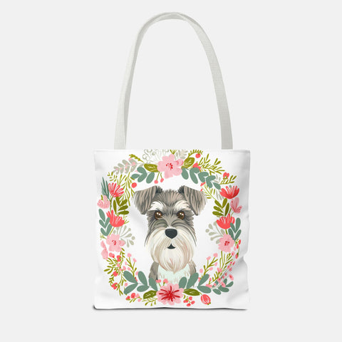Floral Schnauzer Tote Bag