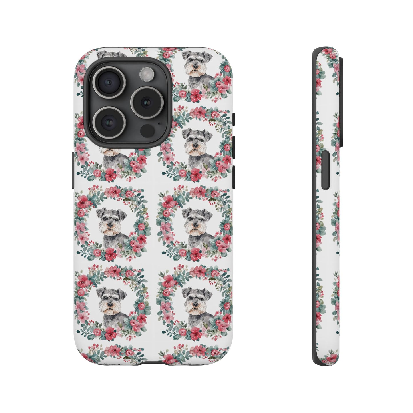 Cute Schnauzer Floral Dog Phone Case - Tough Cases for Pet Lovers