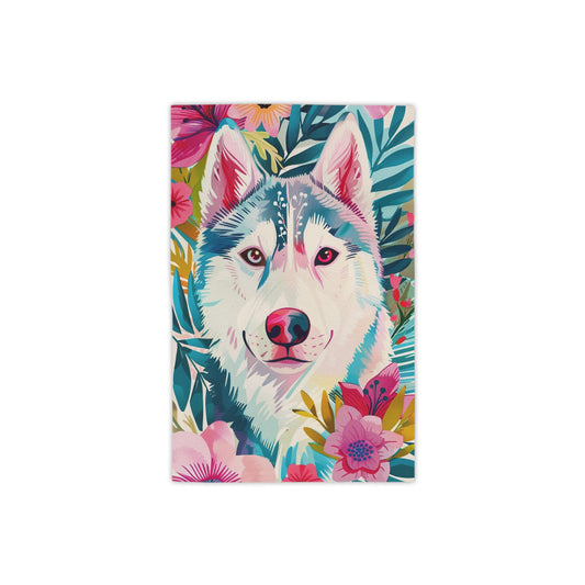 Colorful Husky Beach Towel - Floral Design for Dog Lovers - Petunia Woof