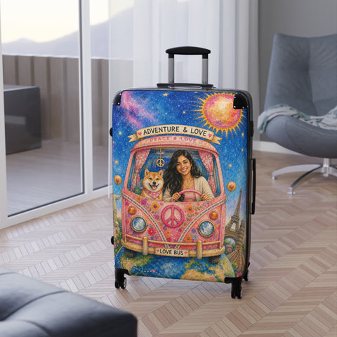 Custom dog photo suitcase — unique gift for dog moms — Petunia Woof