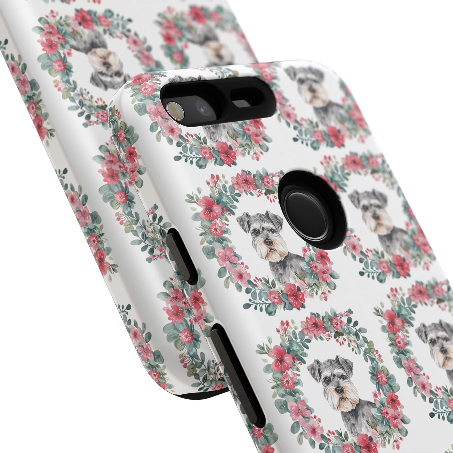 Cute Schnauzer Floral Dog Phone Case - Tough Cases for Pet Lovers