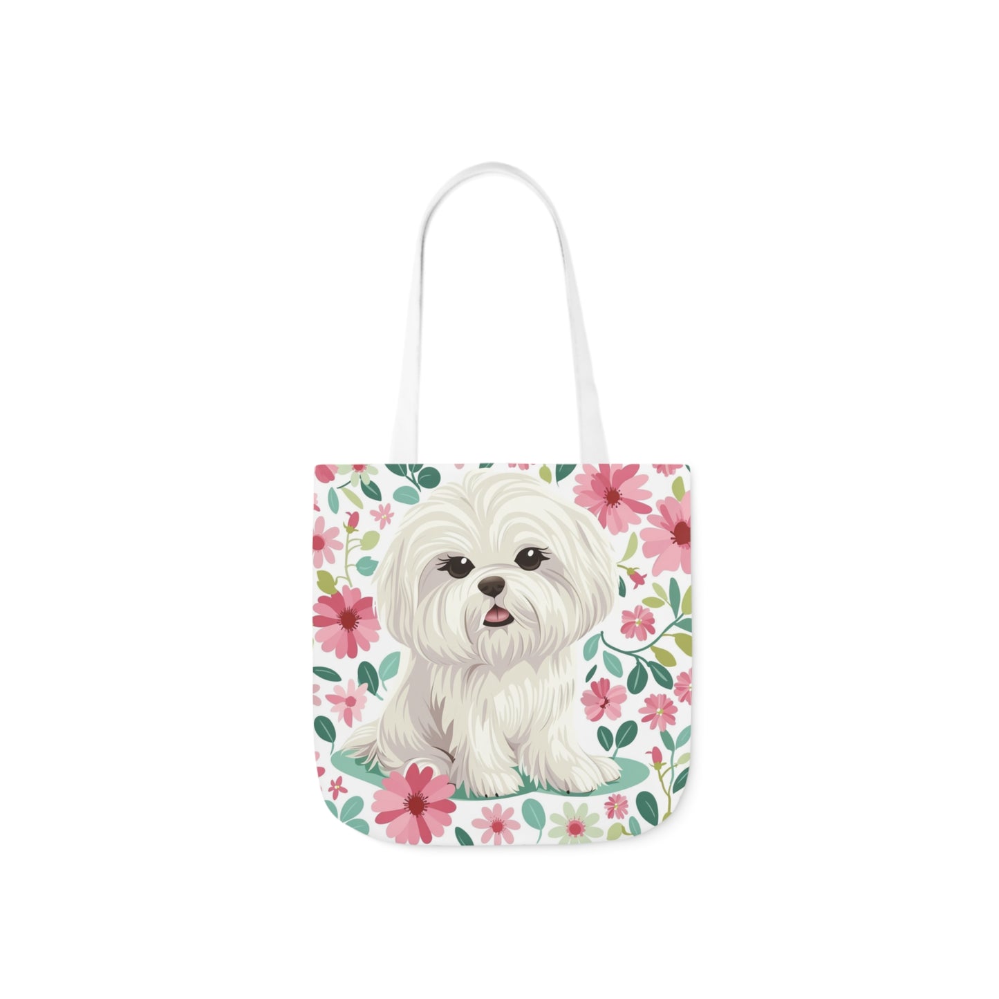 Cute Maltese Floral Tote Bag (With Name Personalization) - Petunia Woof