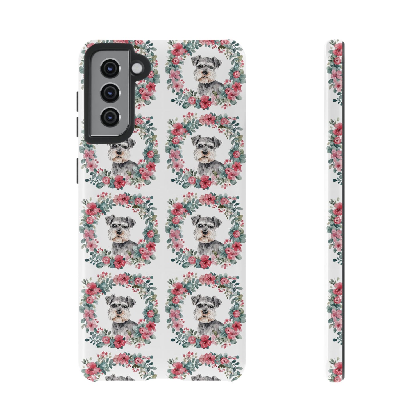 Cute Schnauzer Floral Dog Phone Case - Tough Cases for Pet Lovers