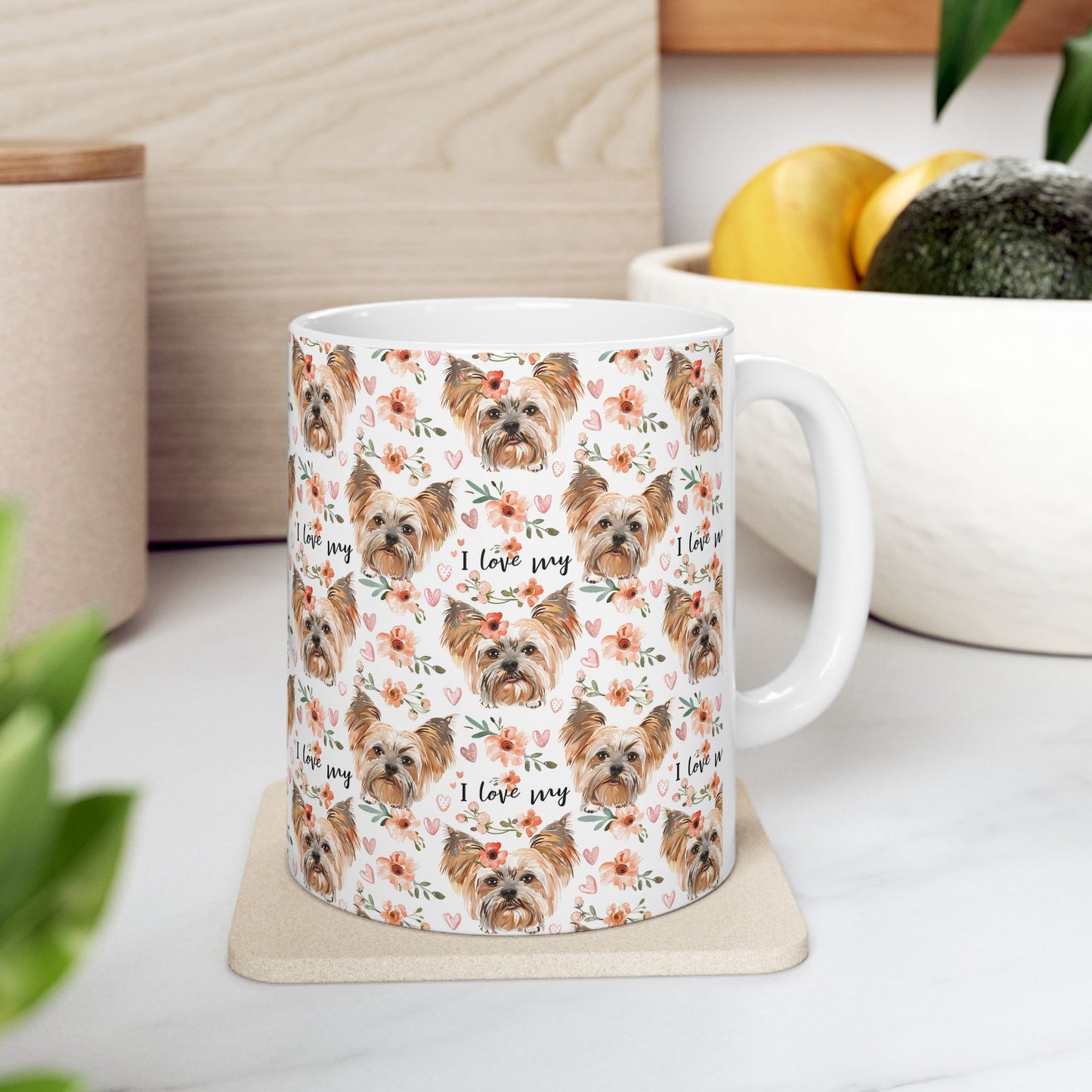 I Love My Yorkie Dog Ceramic Mug - Petunia Woof