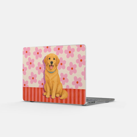 Custom Pet Portrait Floral Laptop Cover