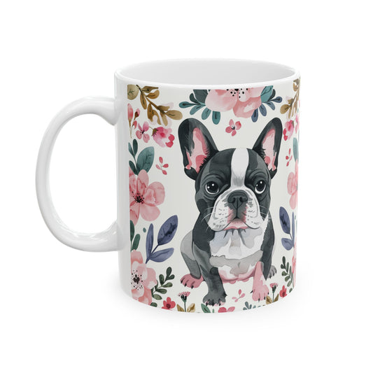 Floral French Bulldog Ceramic Mug - Cute Pet Lover Gift - Petunia Woof