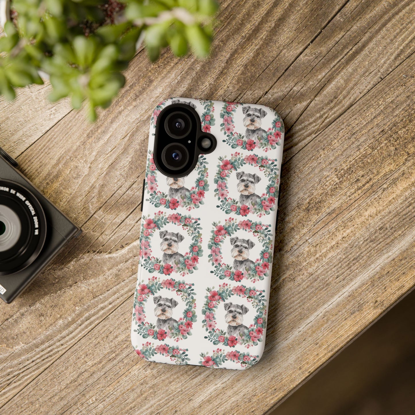 Cute Schnauzer Floral Dog Phone Case - Tough Cases for Pet Lovers