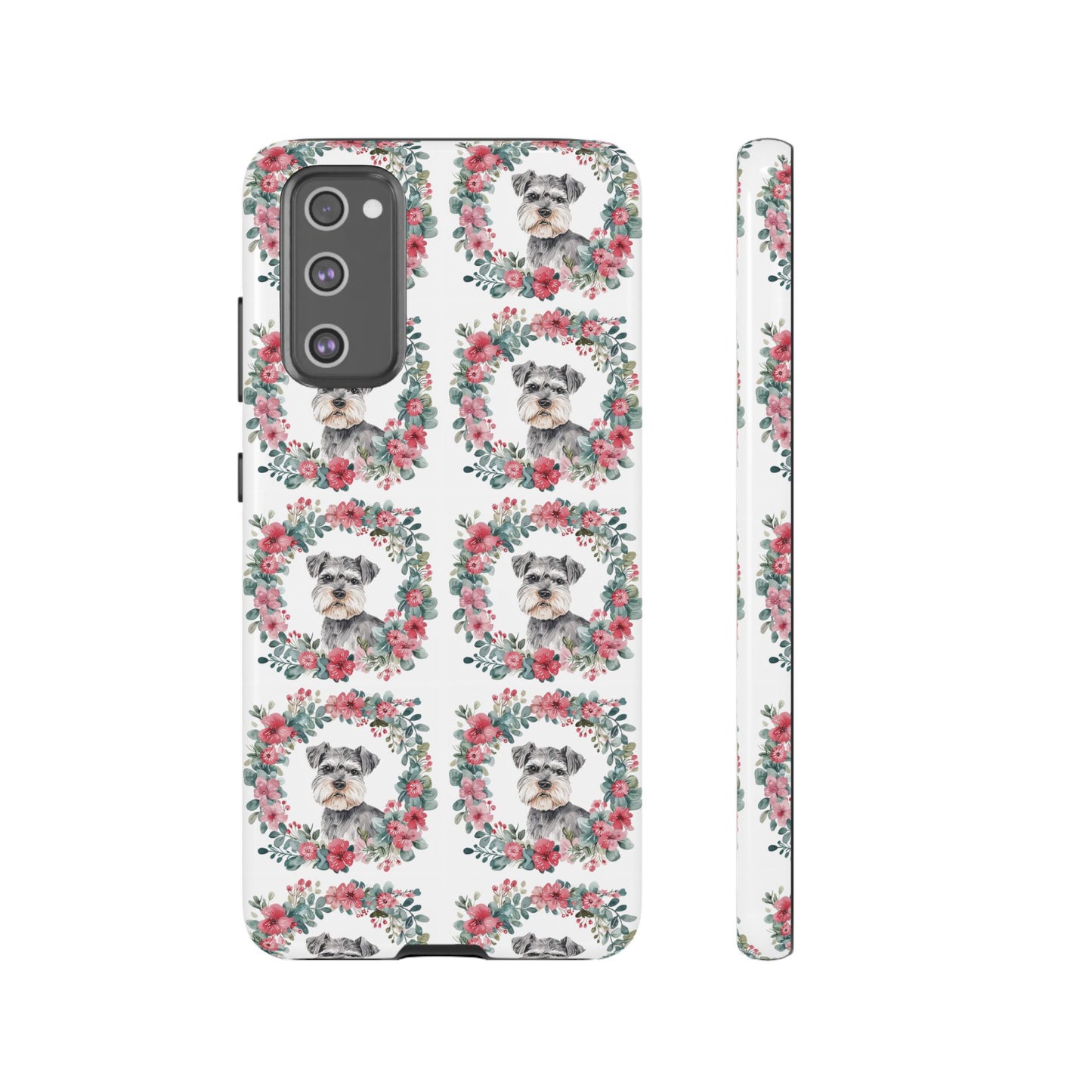 Cute Schnauzer Floral Dog Phone Case - Tough Cases for Pet Lovers