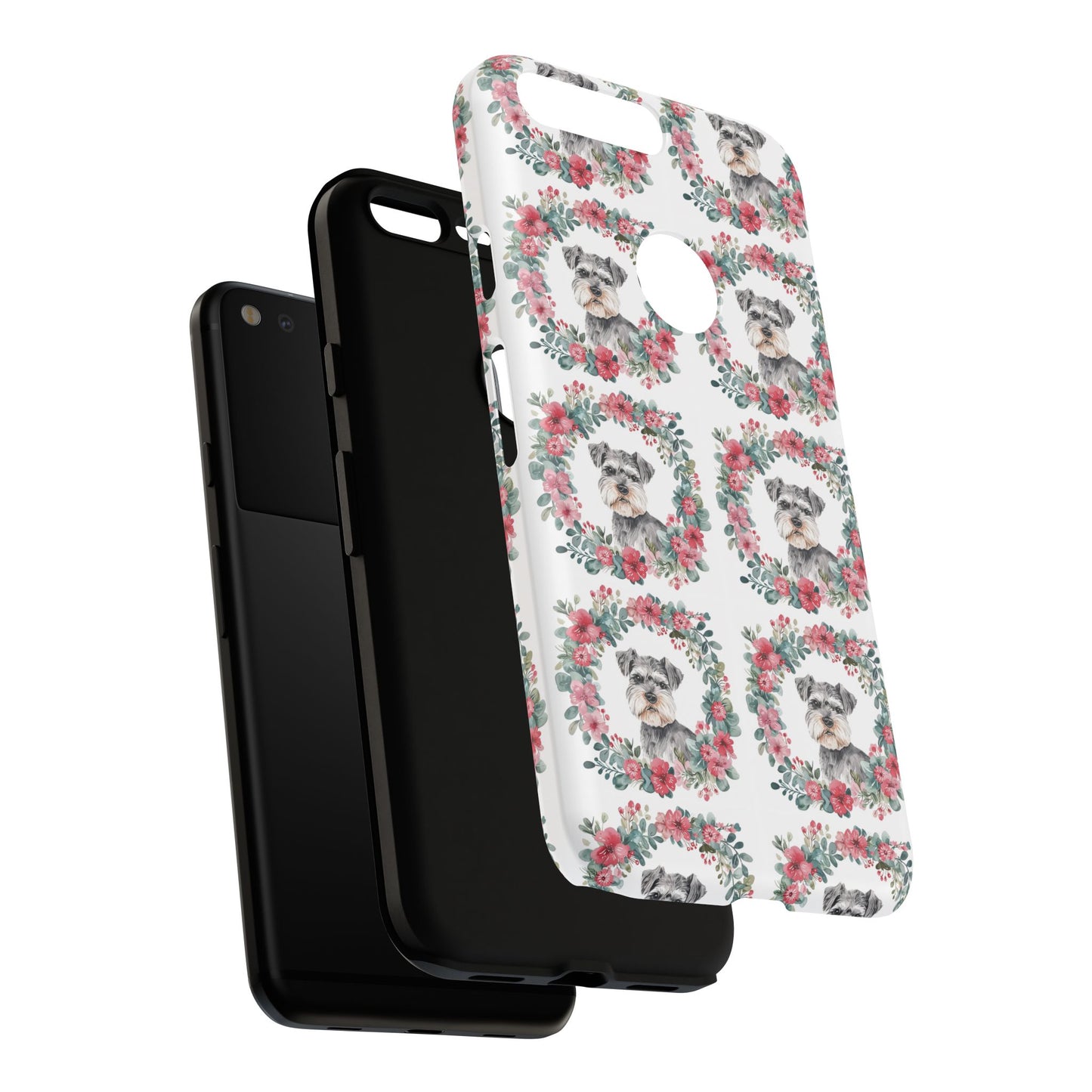 Cute Schnauzer Floral Dog Phone Case - Tough Cases for Pet Lovers