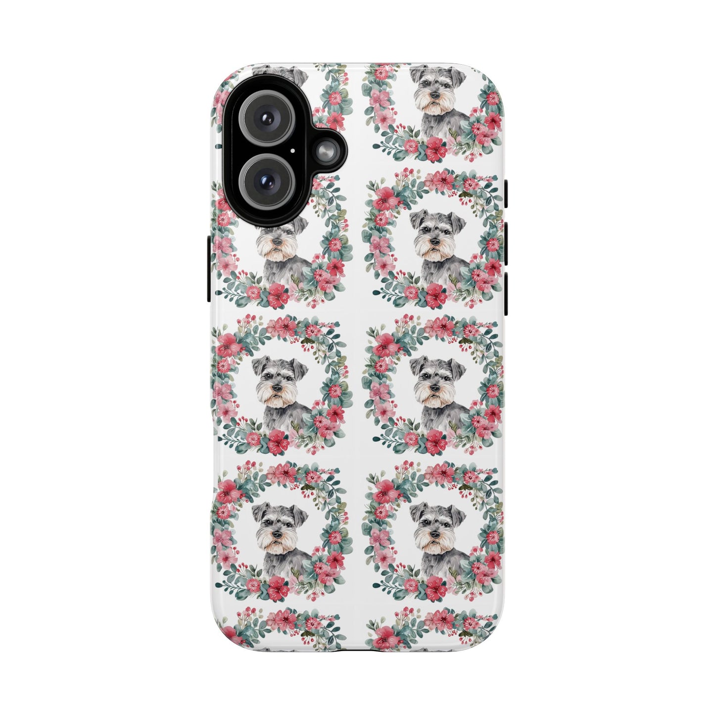 Cute Schnauzer Floral Dog Phone Case - Tough Cases for Pet Lovers