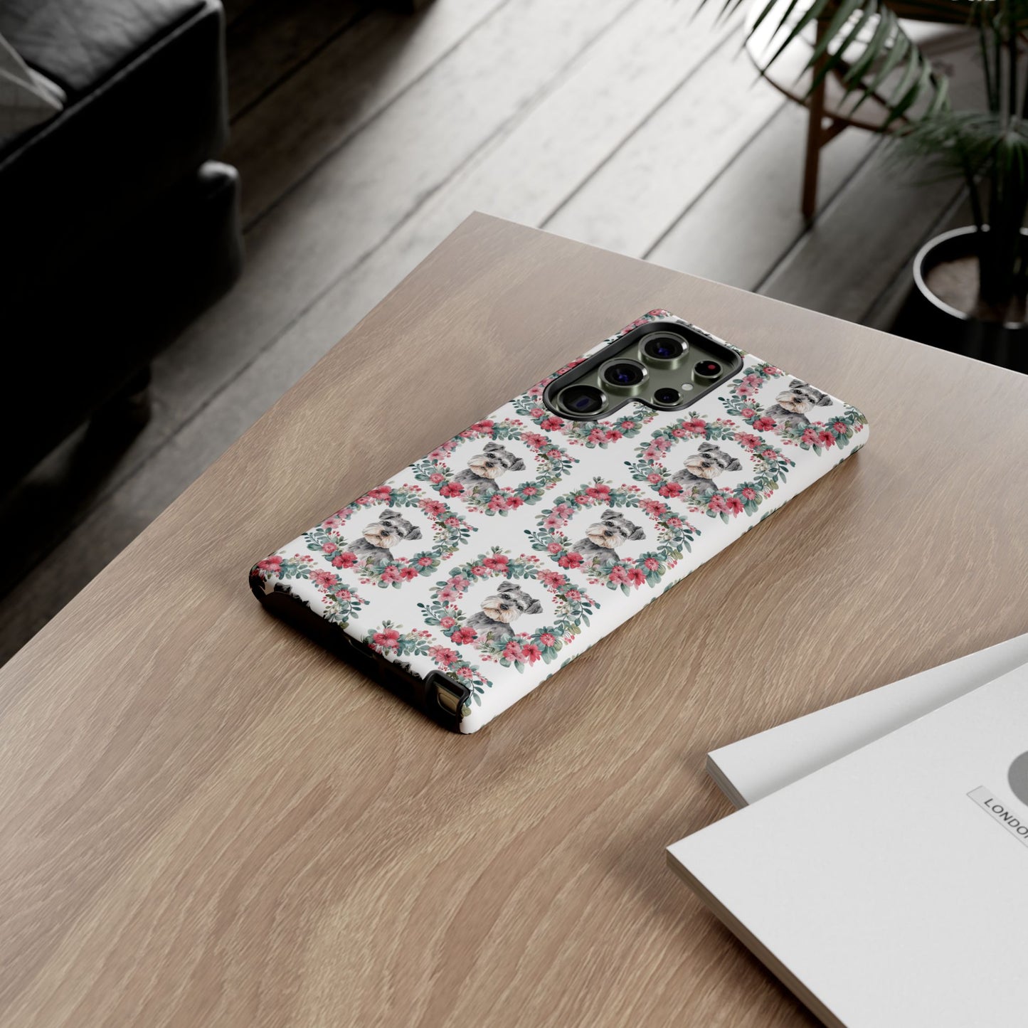 Cute Schnauzer Floral Dog Phone Case - Tough Cases for Pet Lovers