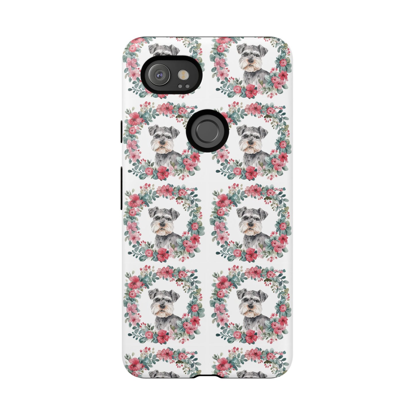 Cute Schnauzer Floral Dog Phone Case - Tough Cases for Pet Lovers