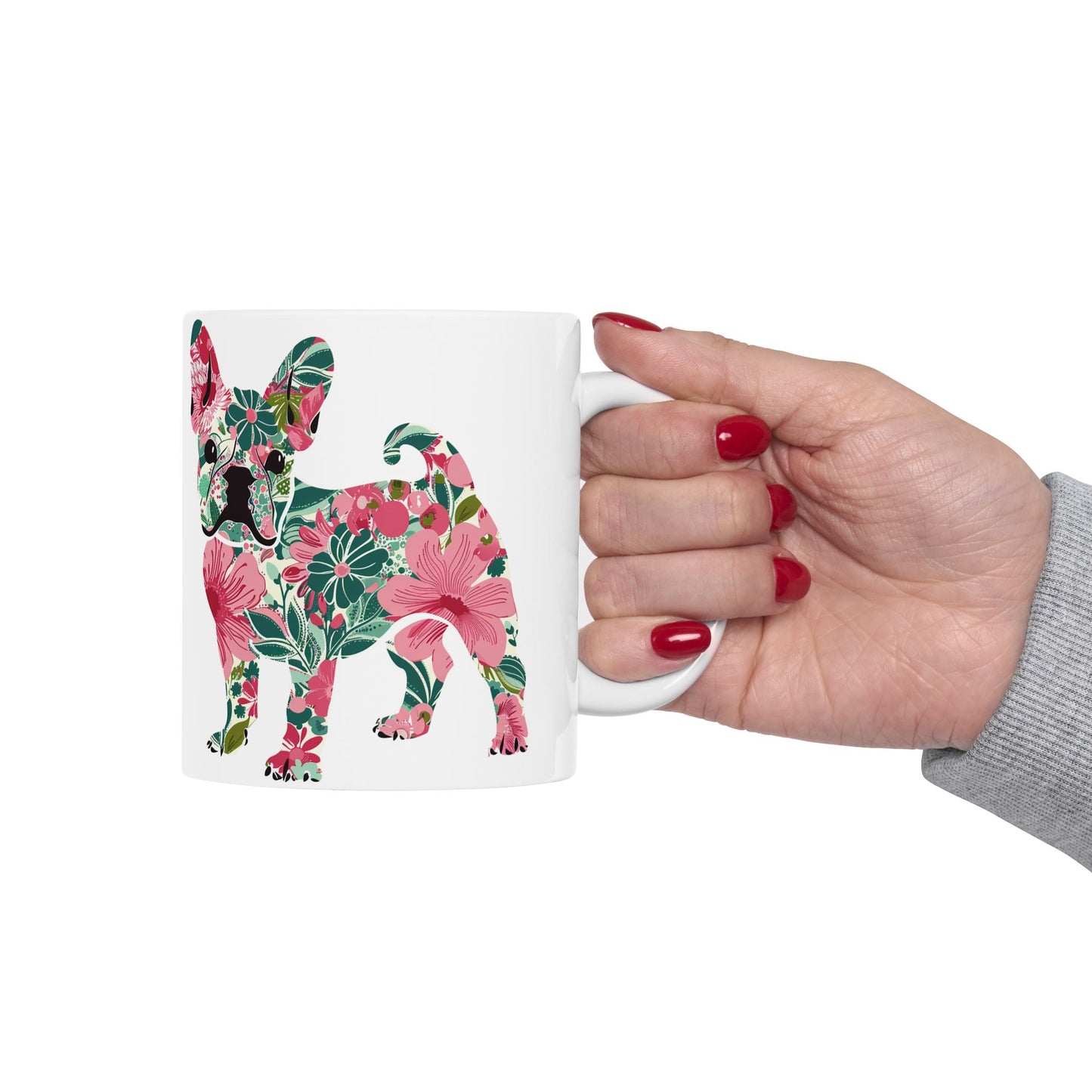 French Bulldog Floral Dog Print Ceramic Mug - Petunia Woof