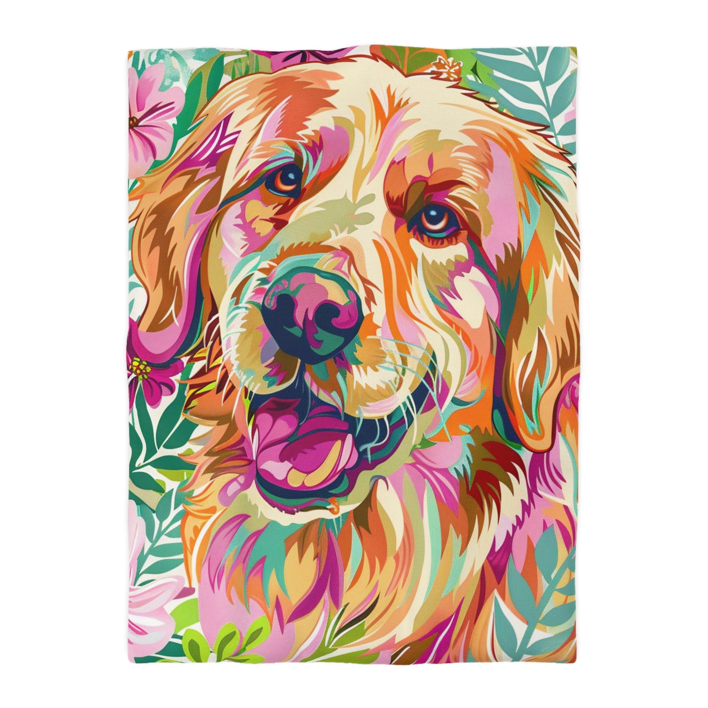 Copy of Colorful Golden Retriever Microfiber Duvet Cover Twin - Vibrant Pet Lover Bedding - Petunia Woof