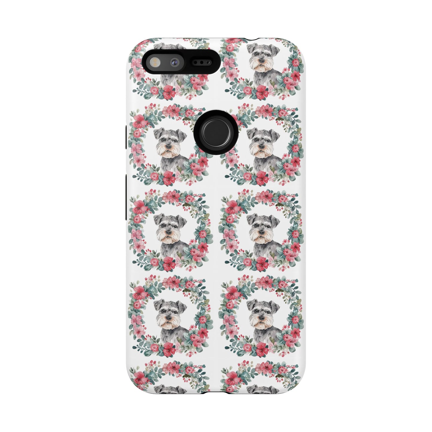 Cute Schnauzer Floral Dog Phone Case - Tough Cases for Pet Lovers