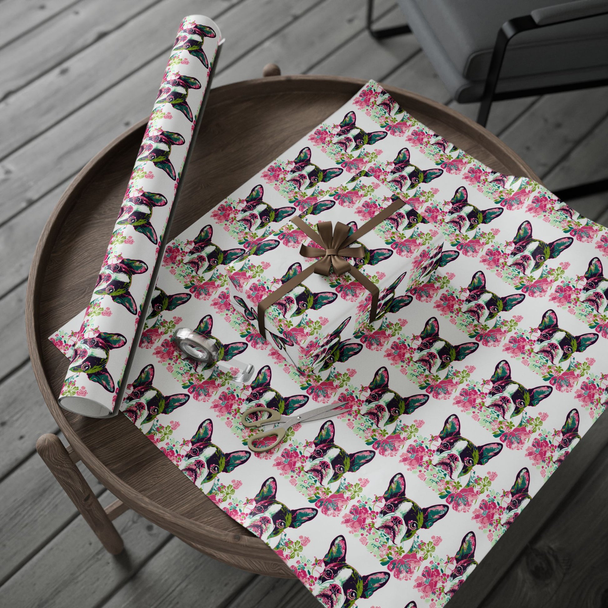 Cute French Bulldog Wrapping Paper - Floral Design for Pets Lovers - Petunia Woof