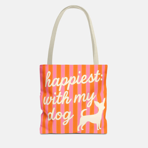 Custom "Happiest With My Dog"  Tote Bag