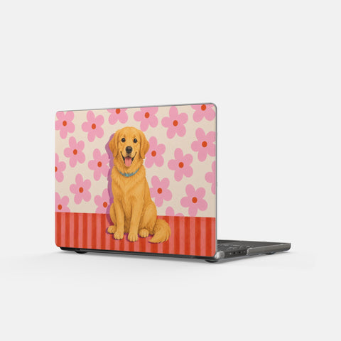 Custom Pet Portrait Floral Laptop Cover