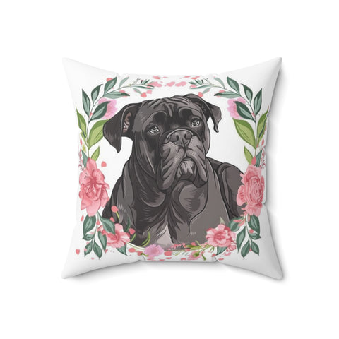 Cute Cane Corso Floral Pillow
