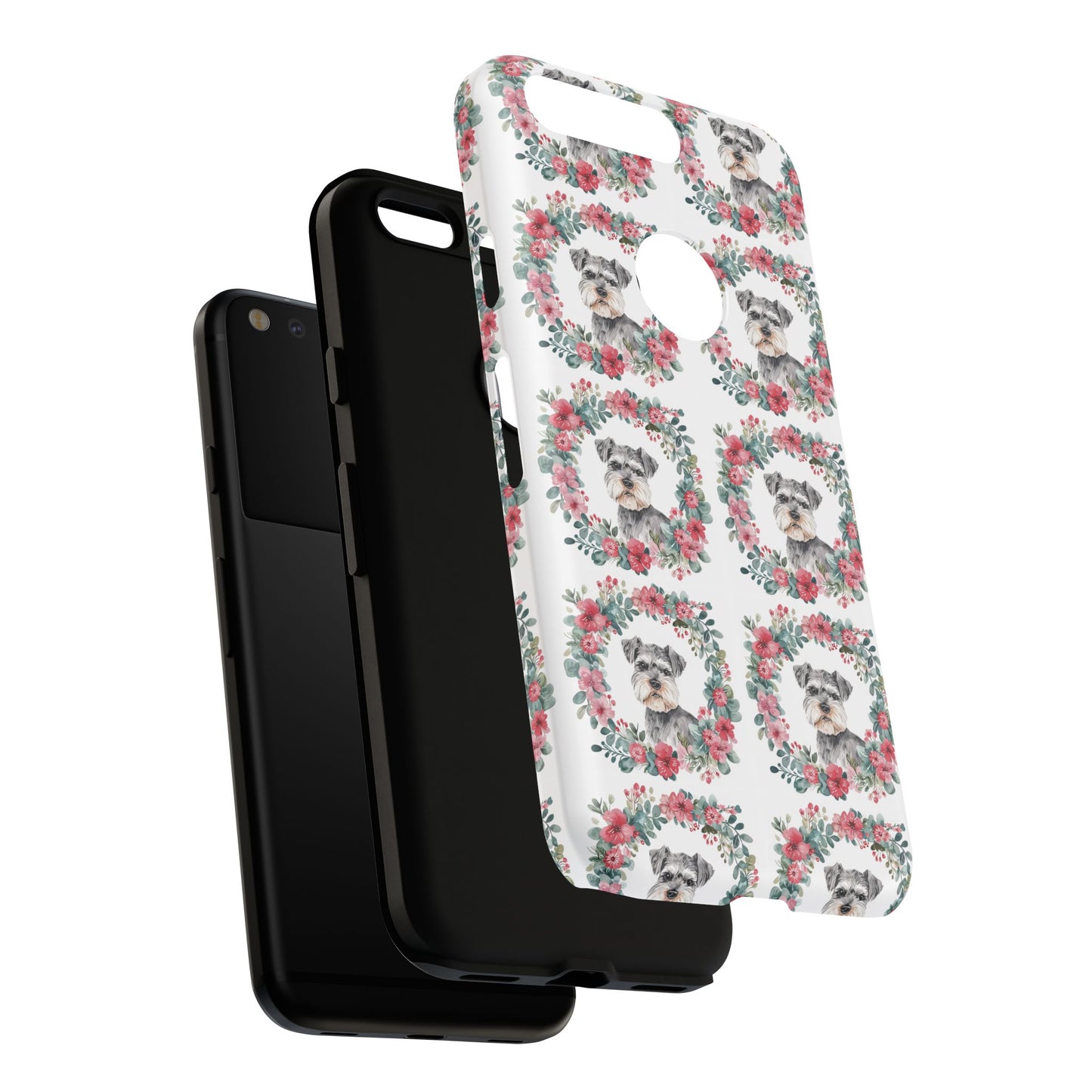 Cute Schnauzer Floral Dog Phone Case - Tough Cases for Pet Lovers