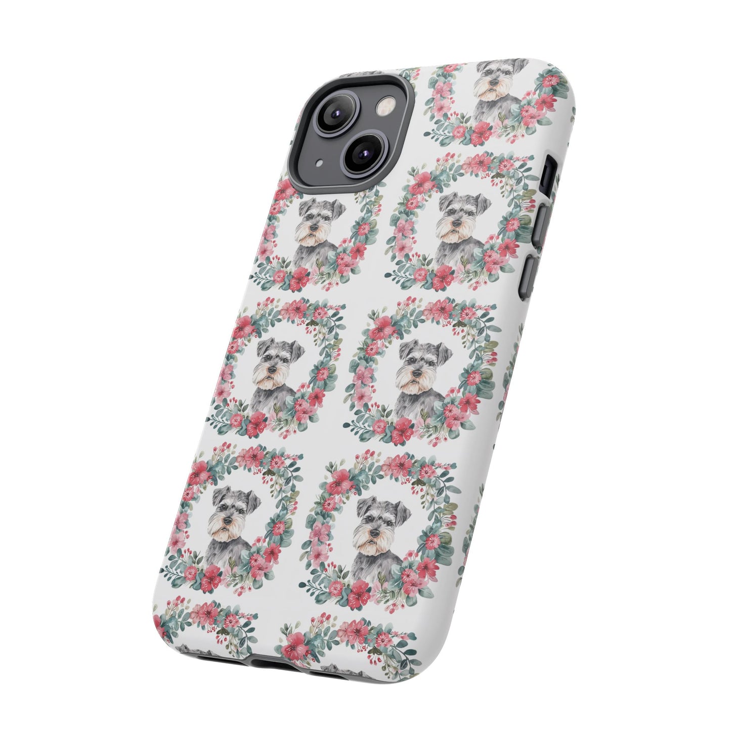 Cute Schnauzer Floral Dog Phone Case - Tough Cases for Pet Lovers