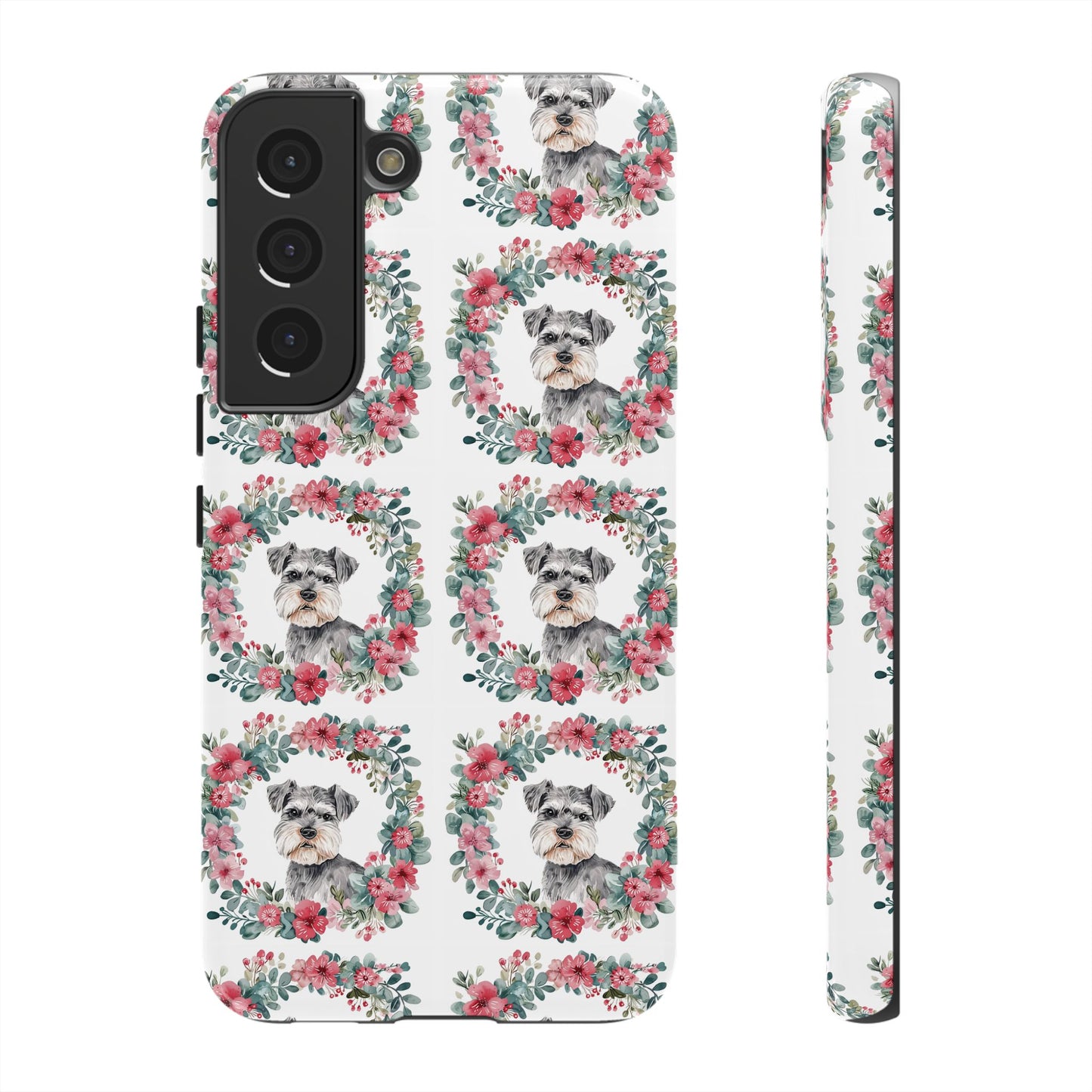 Cute Schnauzer Floral Dog Phone Case - Tough Cases for Pet Lovers