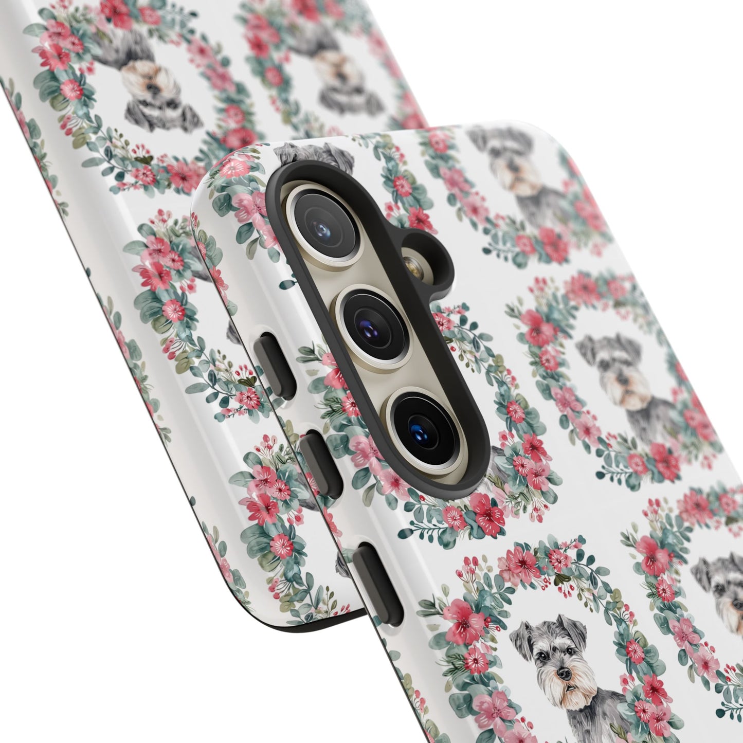 Cute Schnauzer Floral Dog Phone Case - Tough Cases for Pet Lovers