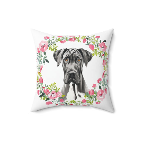 Great Dane Floral Pillow