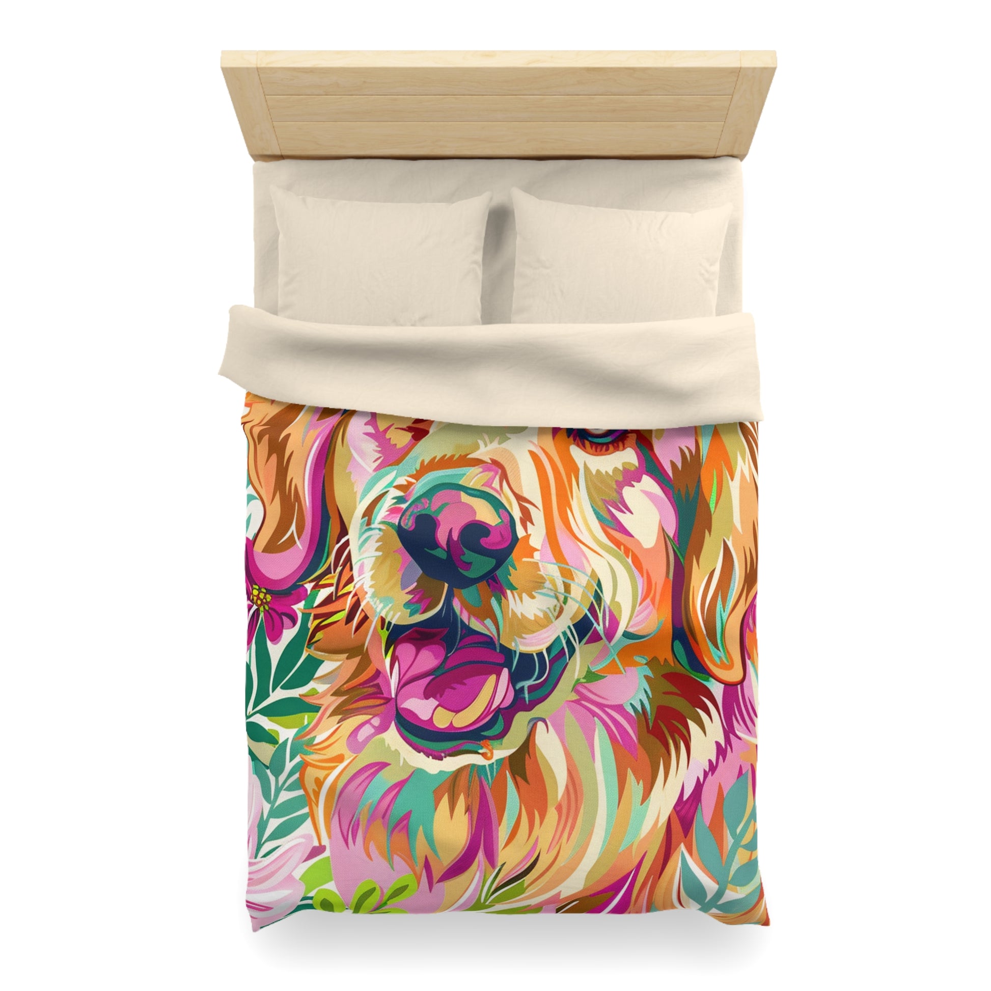 Copy of Colorful Golden Retriever Microfiber Duvet Cover Twin - Vibrant Pet Lover Bedding - Petunia Woof