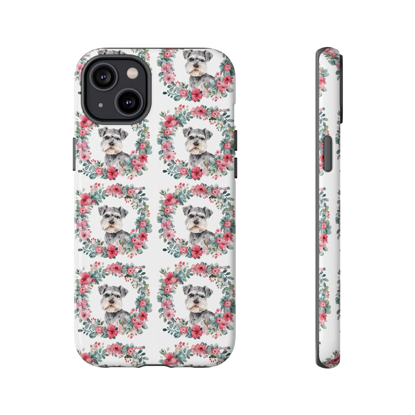 Cute Schnauzer Floral Dog Phone Case - Tough Cases for Pet Lovers