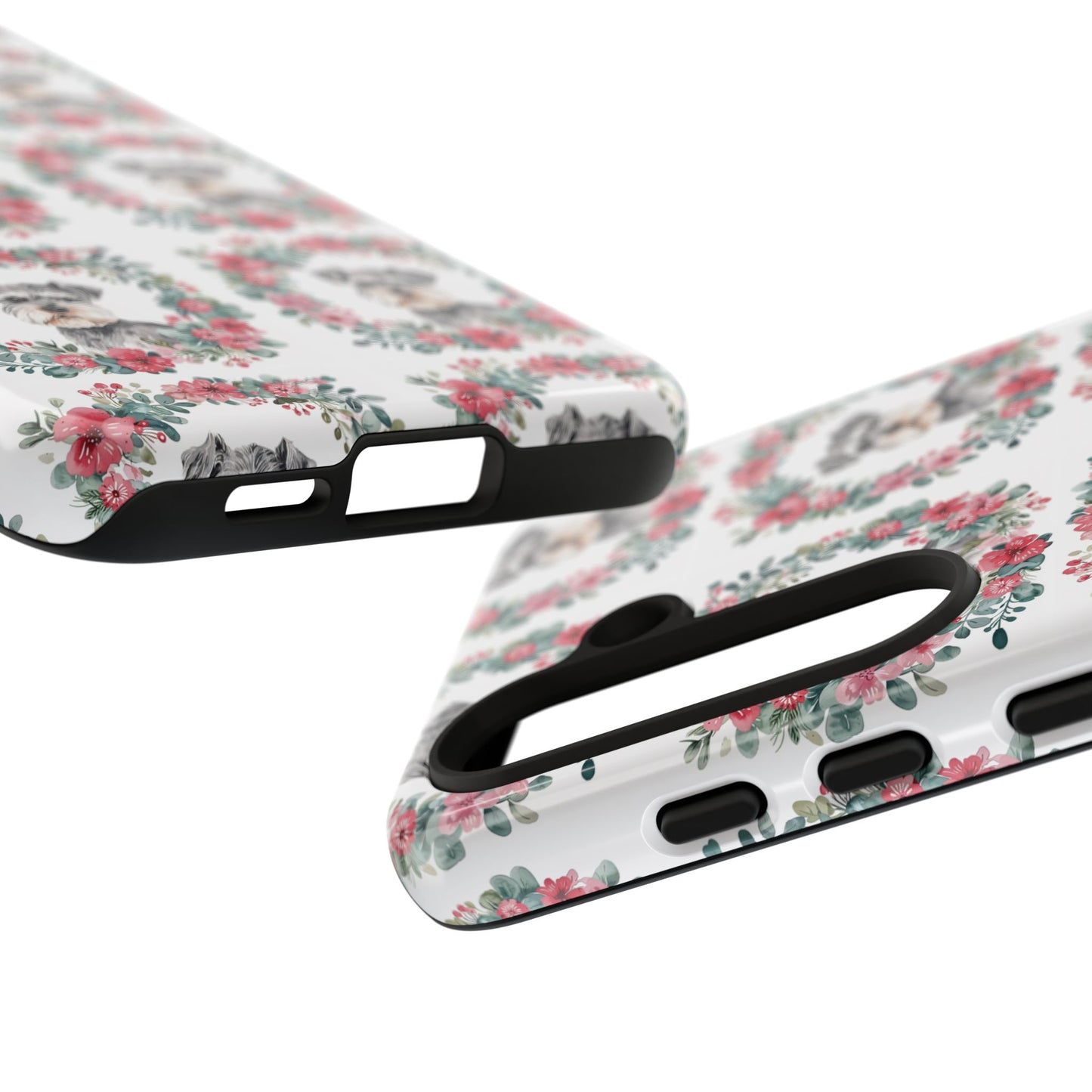 Cute Schnauzer Floral Dog Phone Case - Tough Cases for Pet Lovers