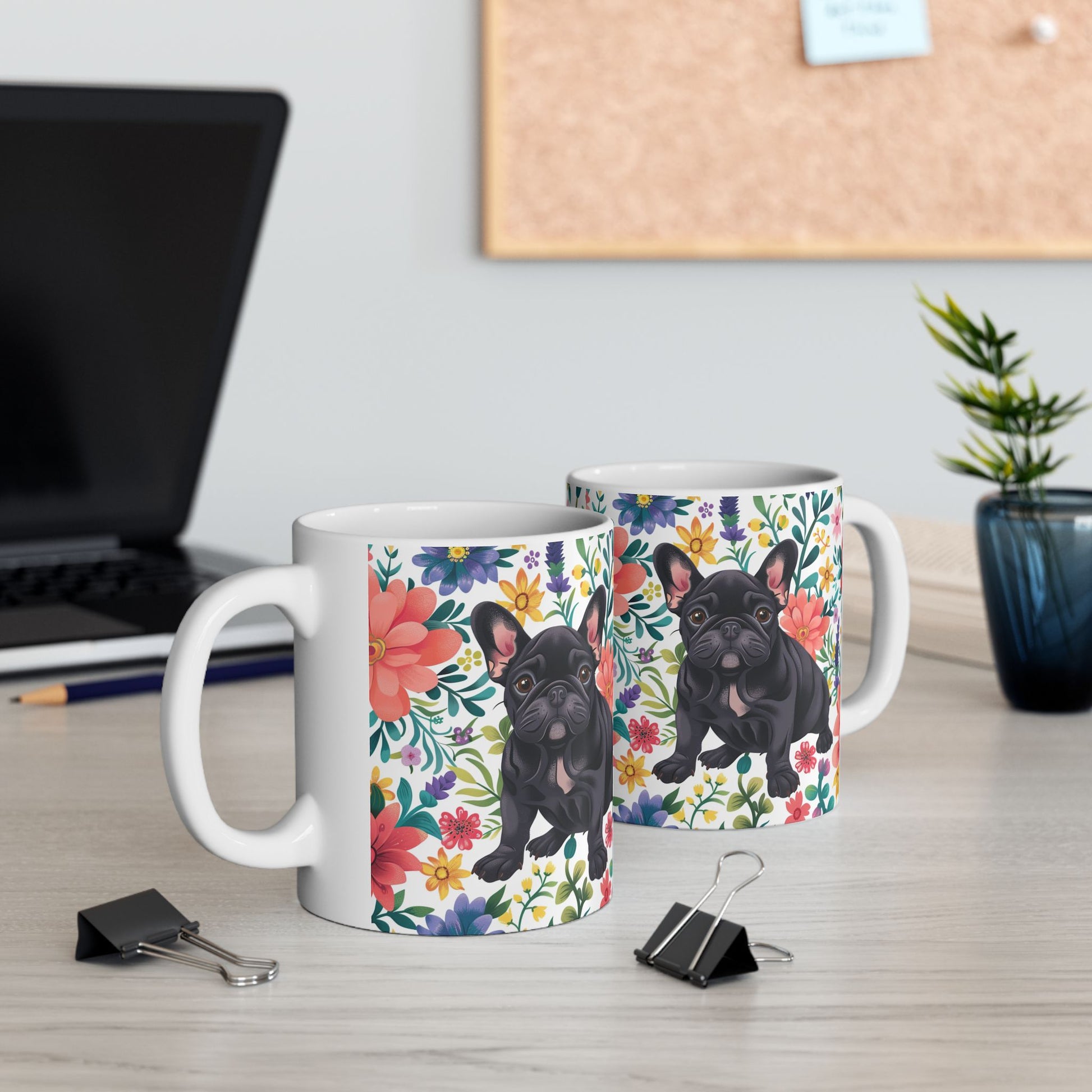 Floral French Bulldog Ceramic Mug - Perfect Gift for Dog Lovers - Petunia Woof