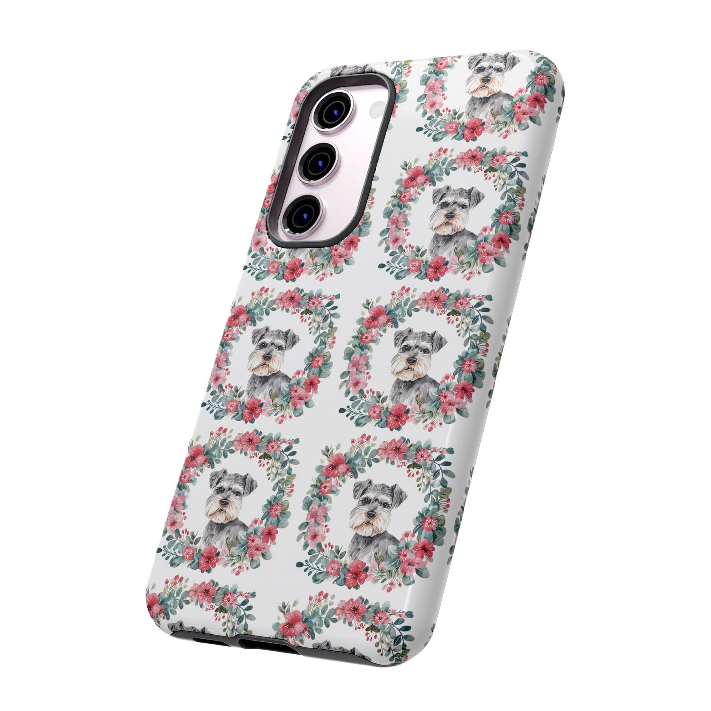 Cute Schnauzer Floral Dog Phone Case - Tough Cases for Pet Lovers