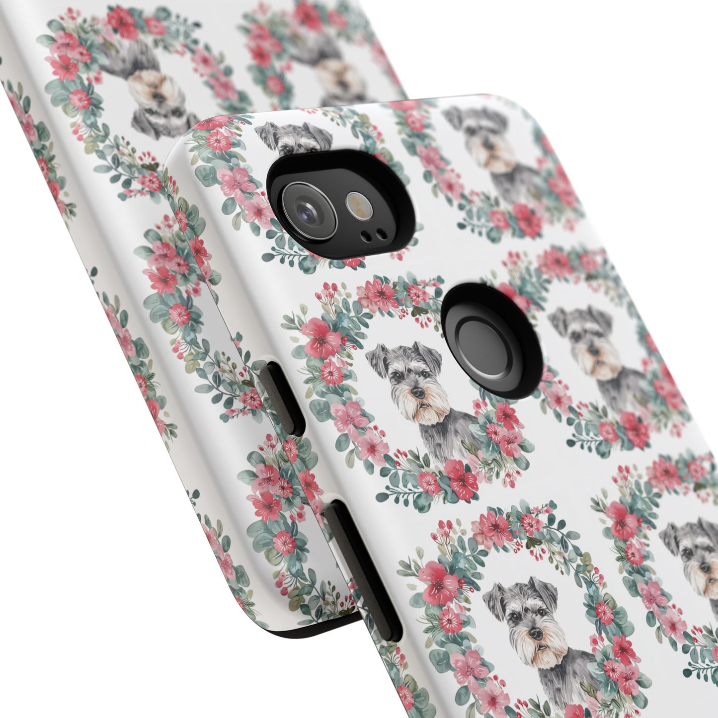 Cute Schnauzer Floral Dog Phone Case - Tough Cases for Pet Lovers