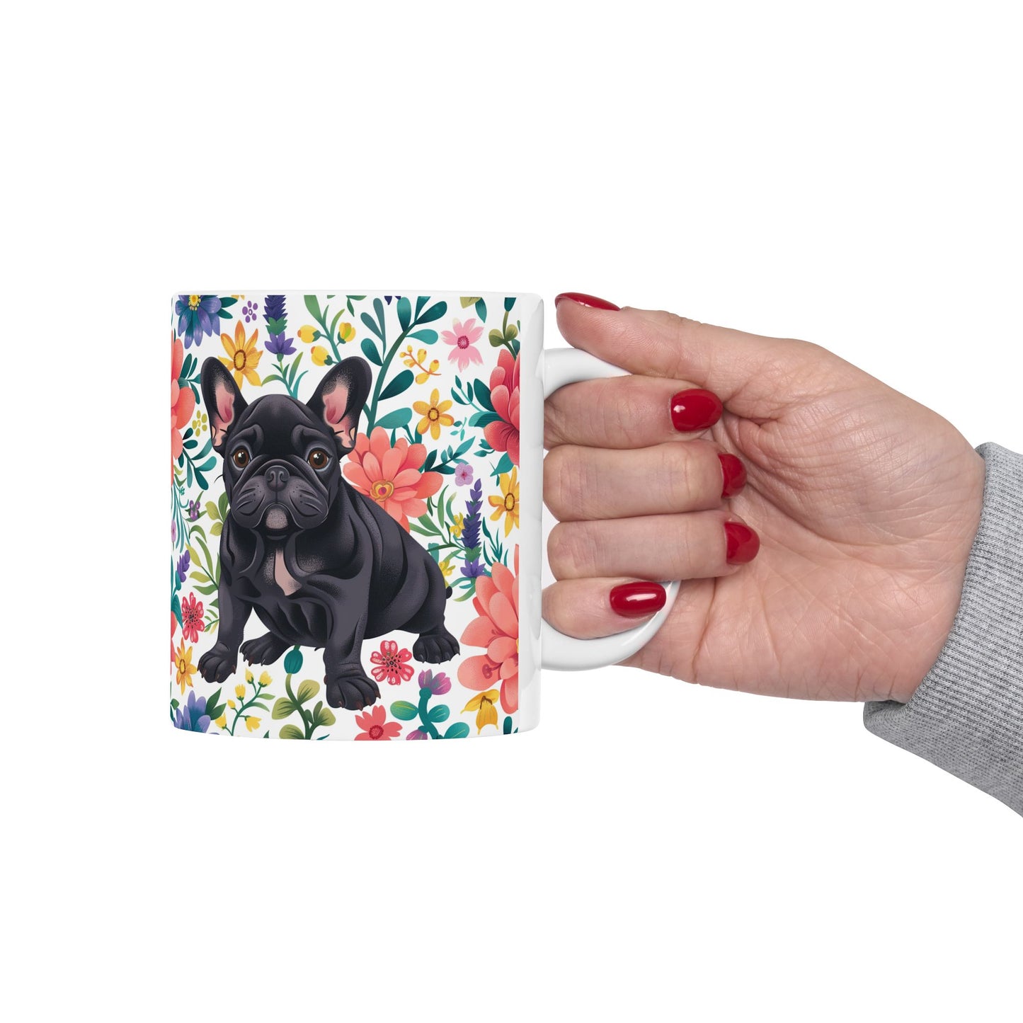 Floral French Bulldog Ceramic Mug - Perfect Gift for Dog Lovers - Petunia Woof