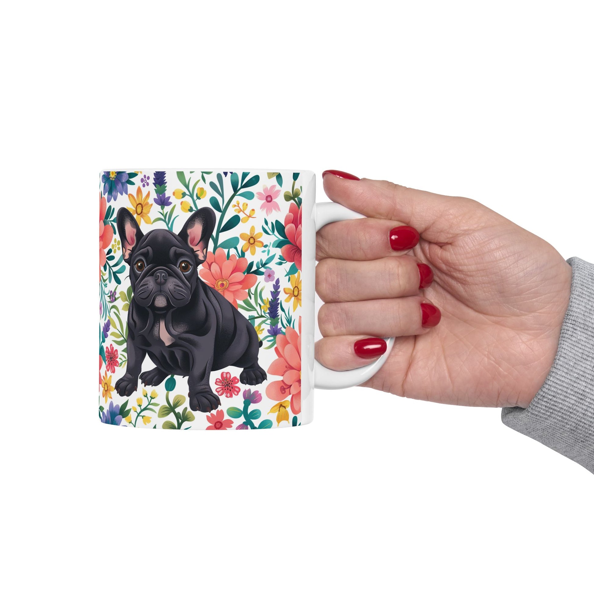 Floral French Bulldog Ceramic Mug - Perfect Gift for Dog Lovers - Petunia Woof