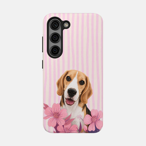Custom Striped Pet Portrait Phone Case
