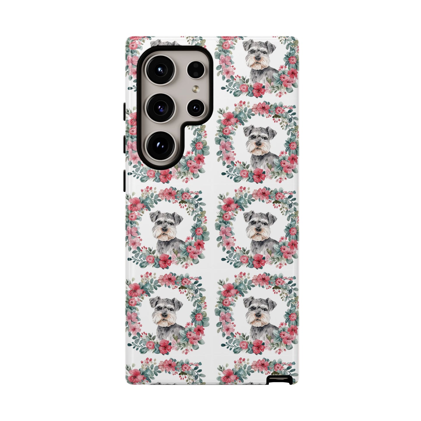 Cute Schnauzer Floral Dog Phone Case - Tough Cases for Pet Lovers