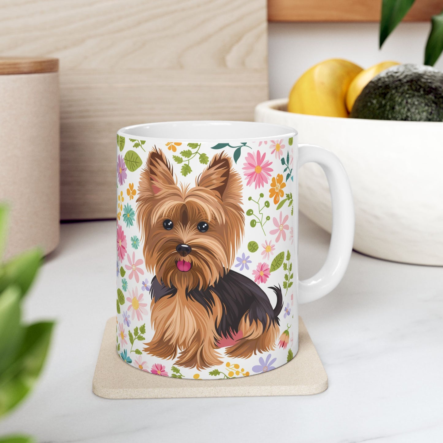 Yorkshire Terrier Floral Ceramic Mug - Perfect Gift for Dog Lovers - Petunia Woof