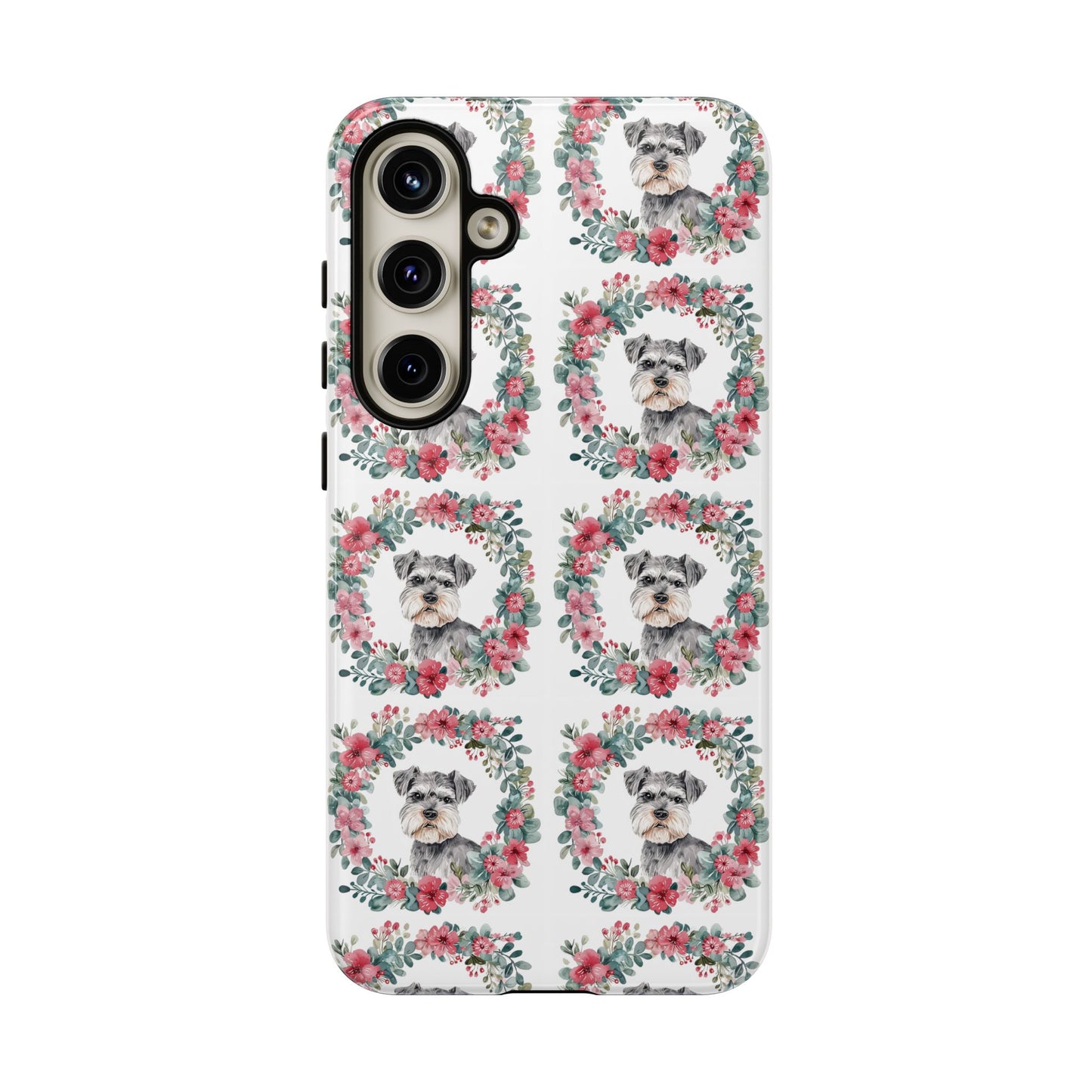 Cute Schnauzer Floral Dog Phone Case - Tough Cases for Pet Lovers