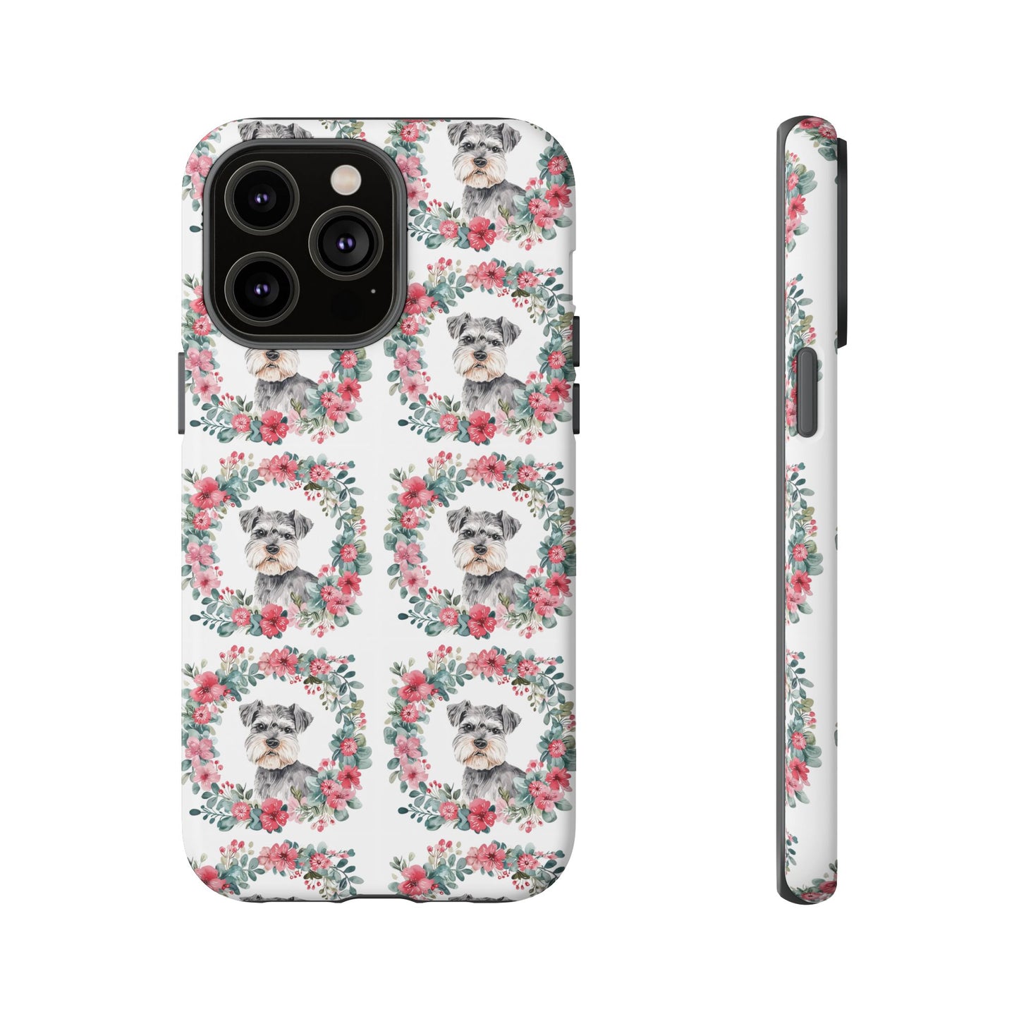 Cute Schnauzer Floral Dog Phone Case - Tough Cases for Pet Lovers