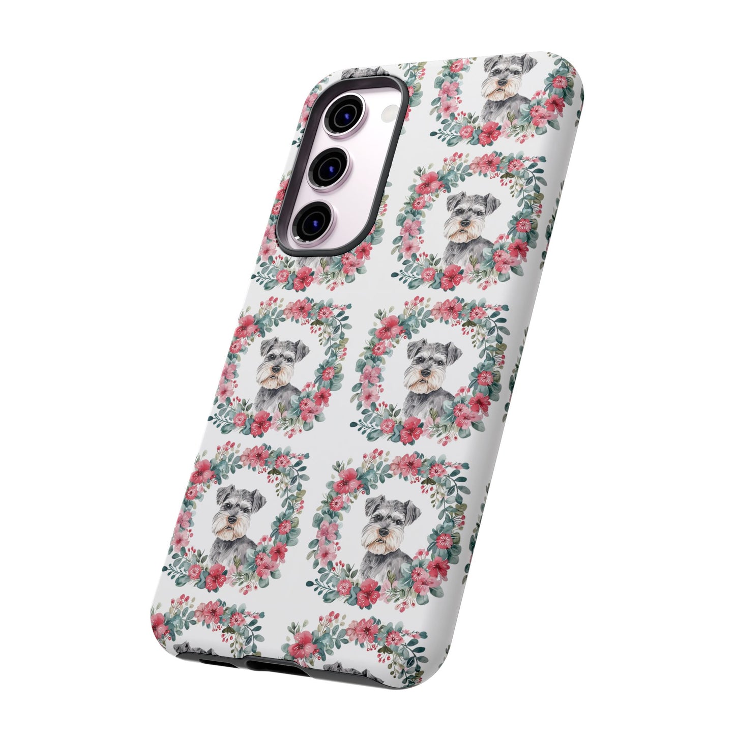 Cute Schnauzer Floral Dog Phone Case - Tough Cases for Pet Lovers