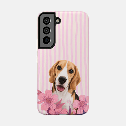 Custom Striped Pet Portrait Phone Case