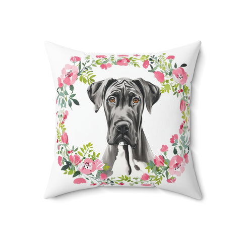 Great Dane Floral Pillow