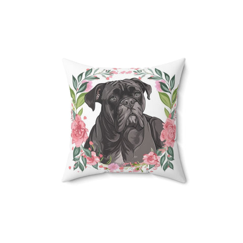 Cute Cane Corso Floral Pillow