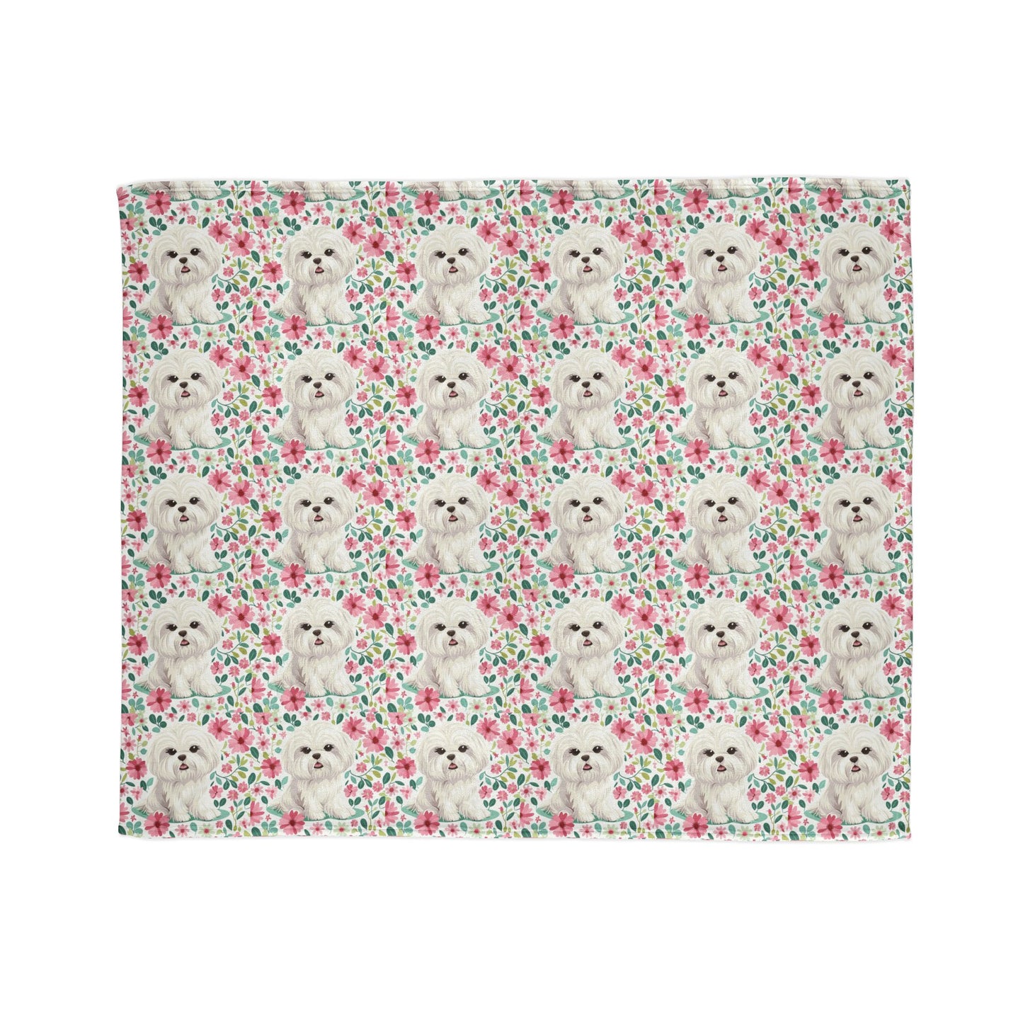 Cute Maltese Cute Puppy Floral Soft Polyester Blanket - Cozy for Pet Lovers - Petunia Woof