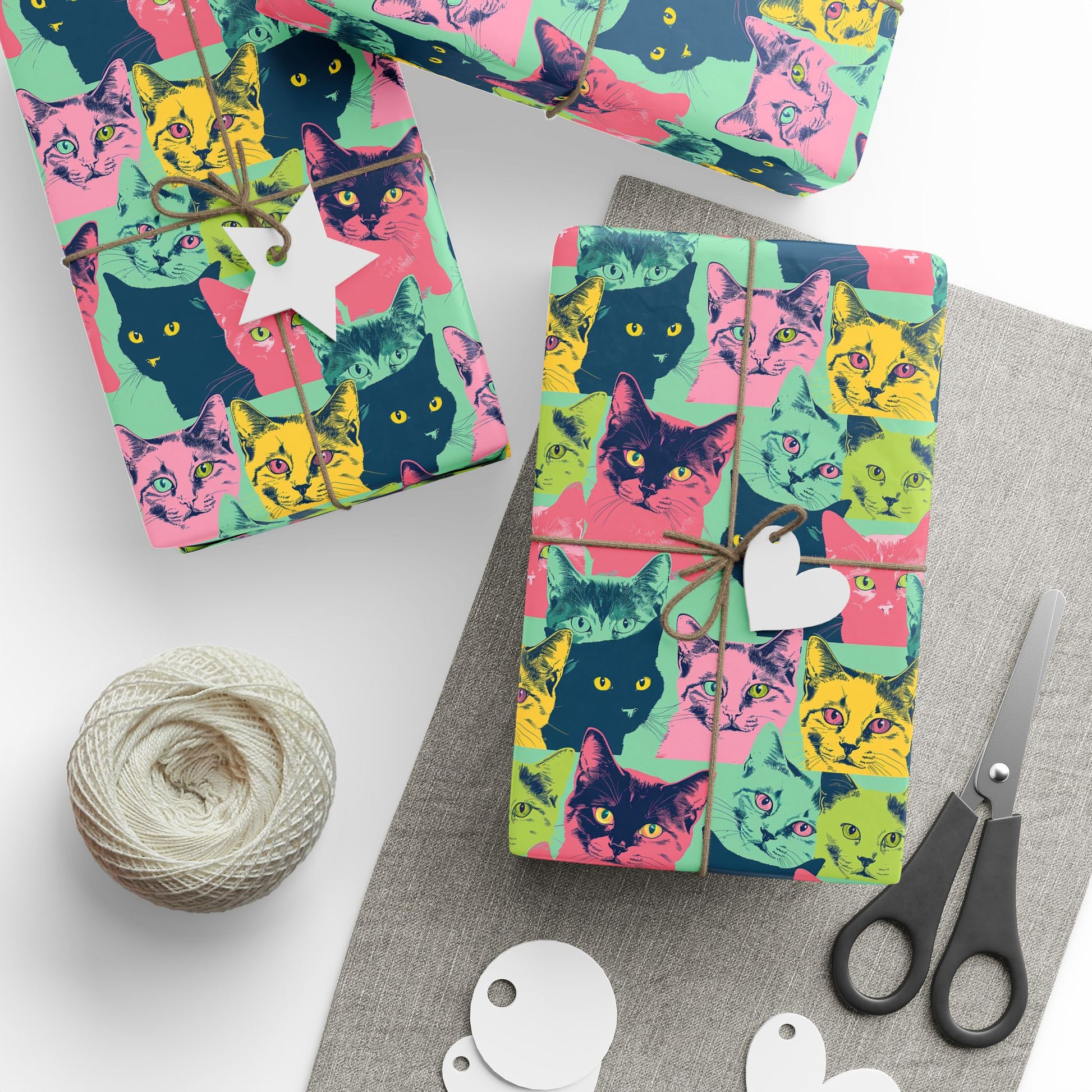 Colorful Cat Wrapping Paper - Playful Gift Wrap for Cat Lovers - Petunia Woof