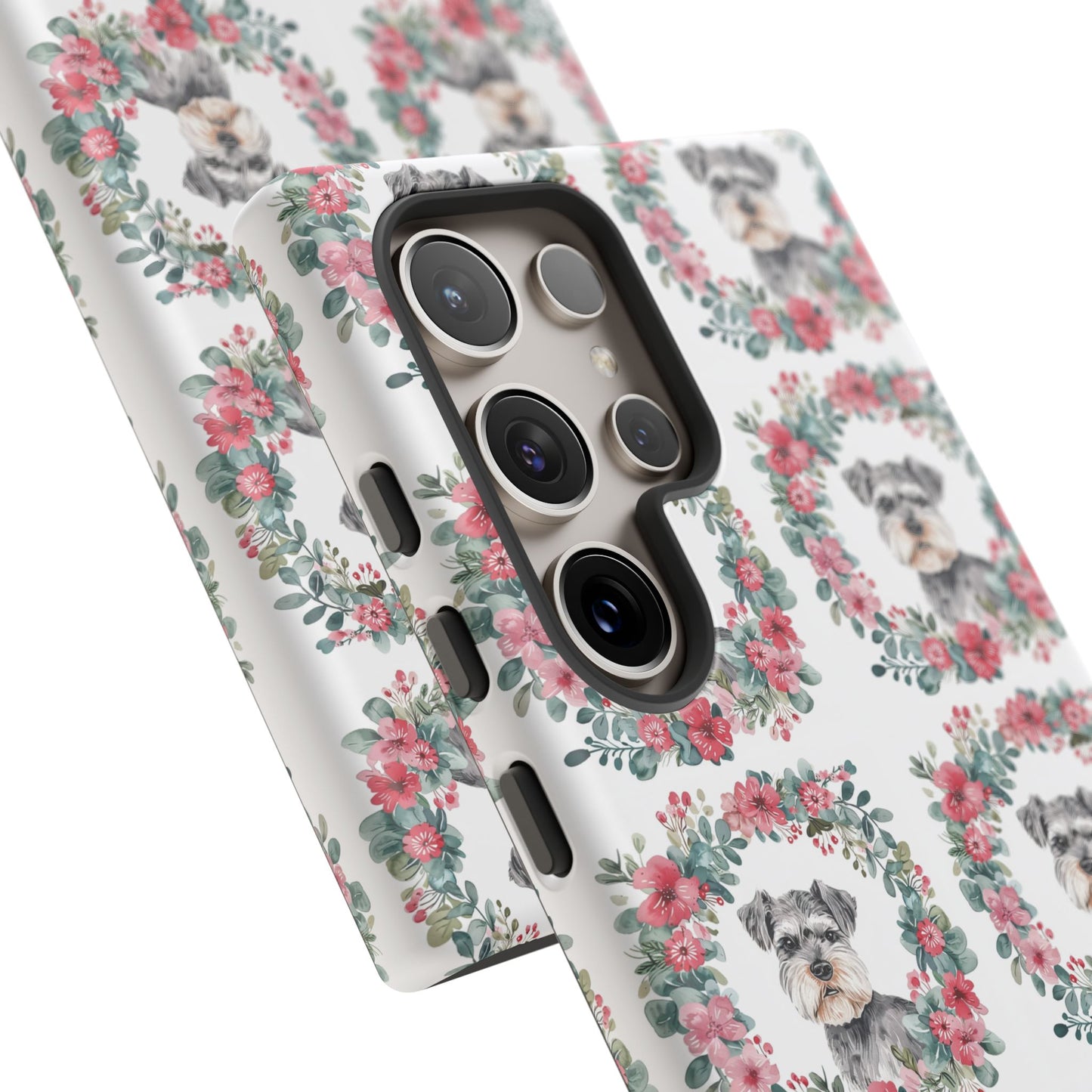 Cute Schnauzer Floral Dog Phone Case - Tough Cases for Pet Lovers