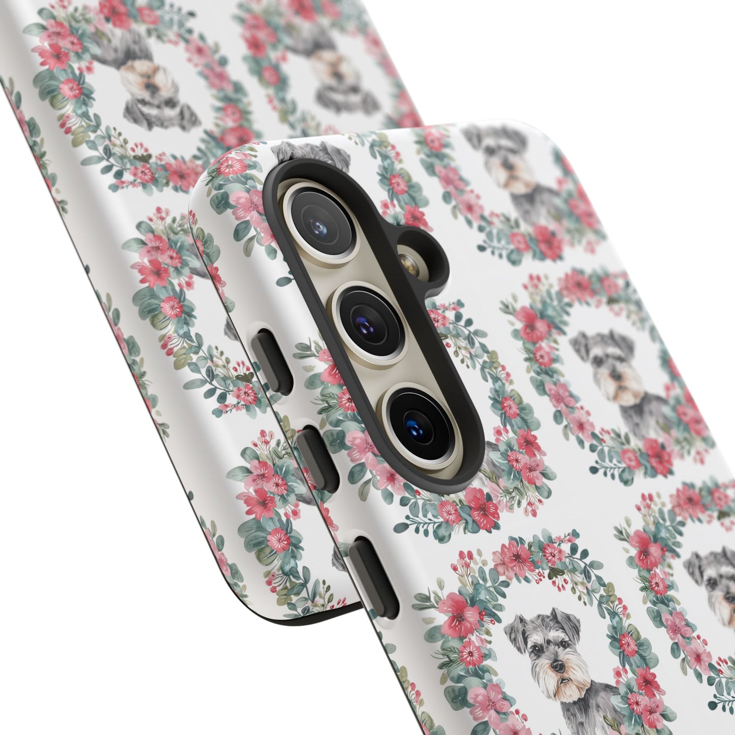 Cute Schnauzer Floral Dog Phone Case - Tough Cases for Pet Lovers